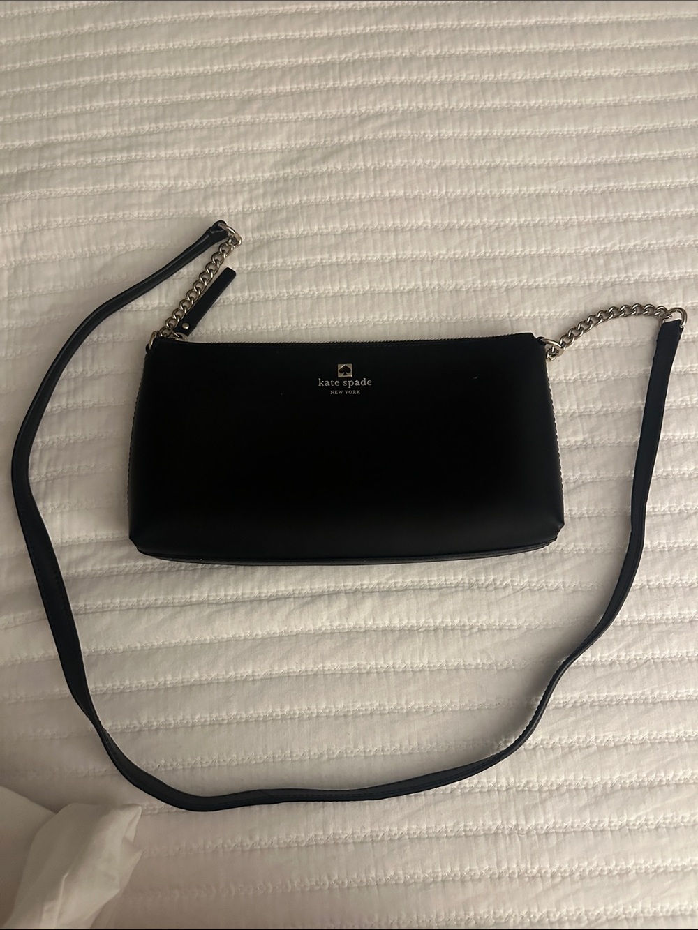 kate spade Black Leather Chain-Accent Crossbody Bag
